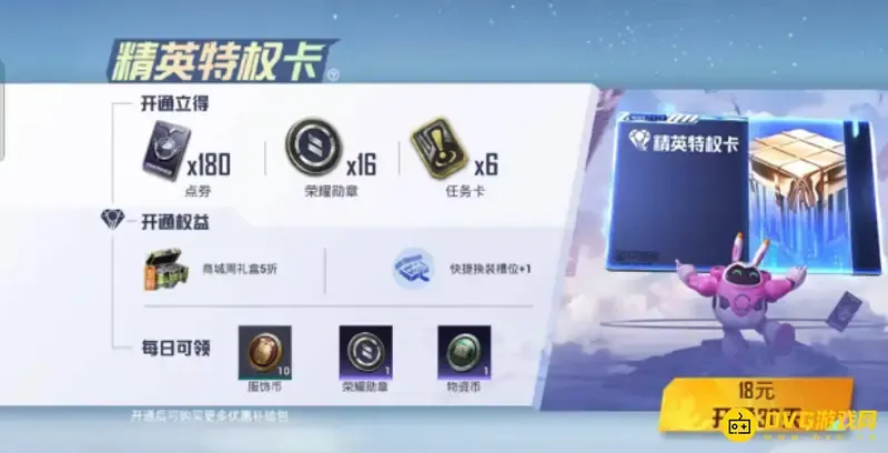 《和平精英》特权卡点券详情-一个月可得180点券