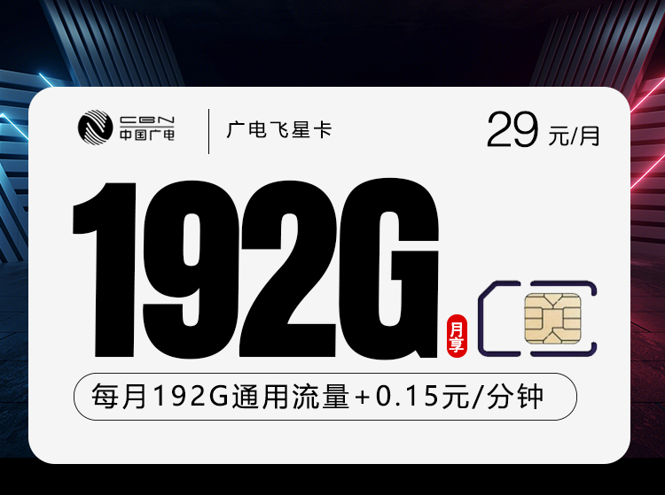 广电飞宇卡【29元192G】18-65周岁
